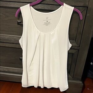 New York & Company White Pleated Tank Top
